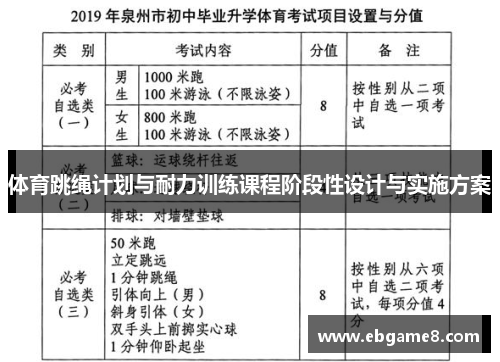 体育跳绳计划与耐力训练课程阶段性设计与实施方案